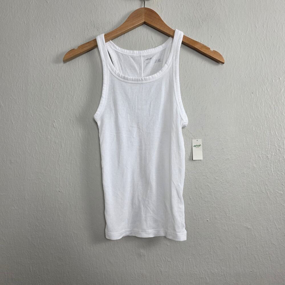 NWT Aerie Classic Ribbed Knit Tank Top White XS